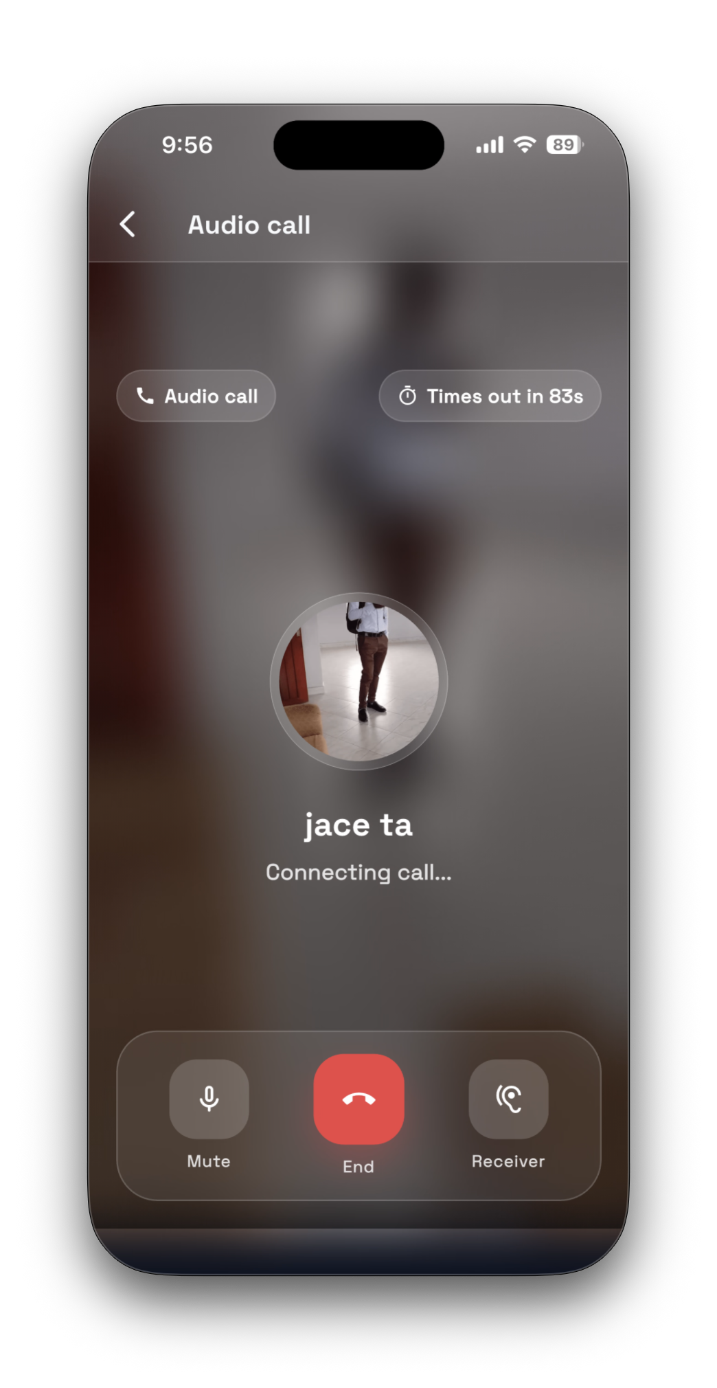 Safara in-app audio call screen
